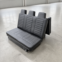 Canapé-lit pliable 3 places en cuir véritable noir de luxe sur mesure pour camping-car, conversion de caravane