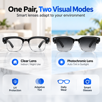 Lunettes intelligentes avec caméra 8MP, enregistrement photo et vidéo 1080P WiFi, reconnaissance d'objets par IA, lentille anti-lumière bleue, commande vocale, IP66