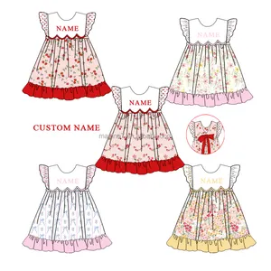 Puresun Children Clothes New Style Strawberry Kids Long Dress Summer Custom Name Baby Girls Dresses