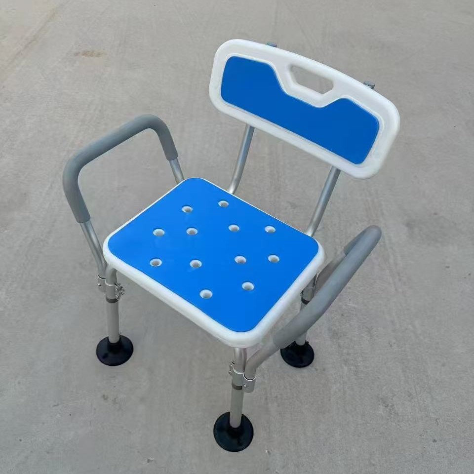 Silla de ducha de aleación de aluminio con cojín y base de ventosa grande