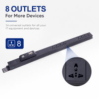 PDU Vertical de 19 Pulgadas y 1.5U, Administrado por Web, 8 Tomas Universales, Reinicio Remoto en Tiempo Real, Unidad de Distribución de Energía Inteligente