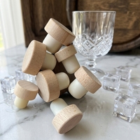 Bouchon en liège T-Top en matériau sûr, capuchon en bois naturel et couvercle en aluminium pour bouteilles de spiritueux avec logo de marque personnalisé
