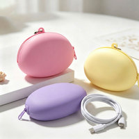 Organisateur de câbles d'écouteurs, mini pochette en silicone avec fermeture éclair |   Sac de voyage pour cosmétiques, organiseur de câbles d'écouteurs, porte-monnaie et porte-clés