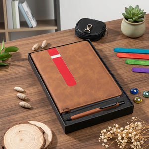 Juego de regalo de diario de hojas sueltas de cuero PU Premium con bolígrafo Tamaño A5 Cuaderno Banda elástica Logotipo personalizado Regalo corporativo de negocios - Product Image 2