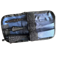Lot de 3 forets étagés à queue hexagonale, à cannelures droites, nitridés noirs, pour acier de roulement, avec sac en tissu bleu, pour perçage du métal