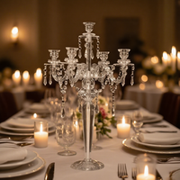 Candélabre moderne en métal à 5 bras, pendentifs suspendus, centre de table de luxe pour mariage, porte-bougie, décoration pour banquets et événements