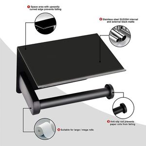 Nouveau support de papier toilette sur pied pour salle de bain, en acier inoxydable, avec étagère de rangement - Product Image 2