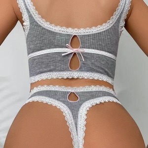 Completo <span class=keywords><strong>Intimo</strong></span> Sexy da Donna 2026 AiLa Nuovo in <span class=keywords><strong>Pizzo</strong></span> Senza Maniche con Pancia Scoperta in Chiffon Non Tessuto a Controllo Forte - Product Image 2