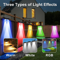 Lampe Solaire de Jardin LED RVB Étanche IP65, Poteau Lumineux Solaire d'Extérieur pour Marches, Clôture, Cour, Piscine, Escaliers, Patio et Murs Extérieurs