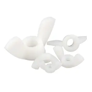 Nylon Plastic Insulated Material PA66 White Black Color Edged Square Wing Round Butterfly Wing Nut DIN314