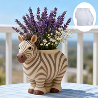 Moule en silicone Zebra pour pot de ciment/plâtre, DIY, pour pot de rangement en résine époxy, pot de fleurs, ornements, design moderne et simple