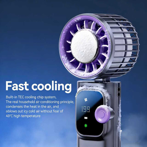 Ventilador de Mano Plegable 166 con Pantalla Digital, Ventilador Pequeño Portátil para Exteriores, Ventilador de Cuello Colgante de Alta Velocidad, Mini Ventilador de Turbina - Product Image 5
