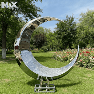 Grande sculpture décorative d'extérieur en métal, statue d'art de jardin, sculpture en acier inoxydable en forme de queue de phénix rouge - Product Image 4