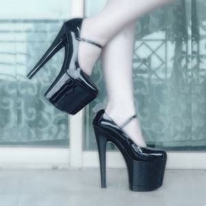 नई काले 20 cm अल्ट्रा उच्च एड़ी पार्टी पोल नृत्य खाल उधेड़नेवाला सेक्सी transvestite उच्च ऊँची एड़ी के जूते महिलाओं के पंप जूते - Product Image 4