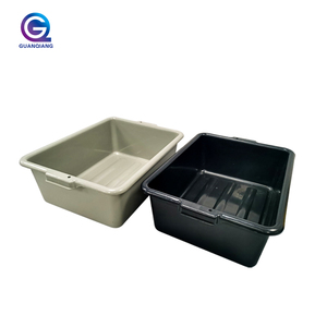 Heavy duty PP turnover utility bus tub rectangular stackable catering tote organizer with lid plastic kitchen storage box