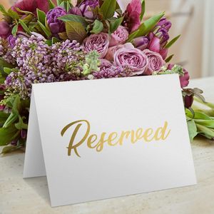Elegant Rectangle Place <b>Card</b> 4 In X 3 In Hot Fix Gold Printing Durable For Wedding Party Restaurant <b>Table</b> Reserved Sign - Product Image 2