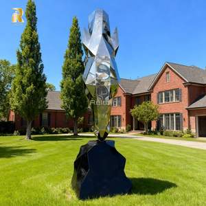 Reslong thiết kế hình học lớn trừu tượng thép không gỉ Ngựa đầu điêu khắc cho nghệ thuật trang trí - Product Image 4