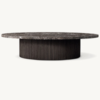 Rhoohill-Table basse ronde de haute qualité en chêne blanc avec marbre naturel, style américain personnalisé