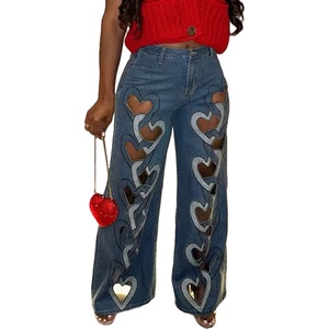 Women's New Hollow Embroidery Love Stretch Personalized <b>Jeans</b> Fashion - Product Image 4