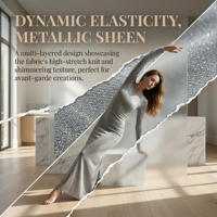 Tissu en tweed 100% polyester, tricot côtelé, texture brillante, doux et élastique, robes pour femmes et filles, robes de soirée, vêtements de scène