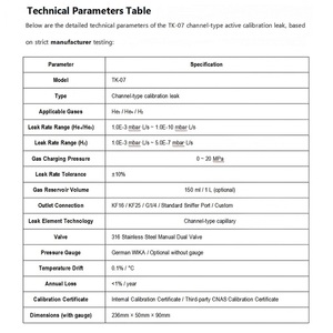 Стандартный калибровочный датчик утечки TK 07 со стабильной скоростью утечки для вакуумных испытаний на герметичность - Product Image 5