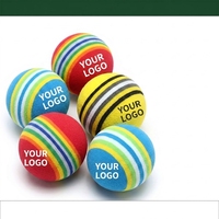 Balle de golf d'entraînement en mousse EVA à rayures arc-en-ciel avec logo personnalisé, 42 mm, éponge souple, OEM, vente en gros, ensemble cadeau pour entraînement en intérieur