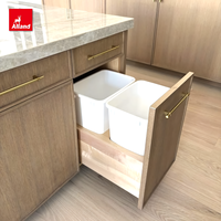 Armoires de cuisine Alland Warm de style minimaliste en chêne blanc massif, style Shaker fin, lignes épurées, construction sans cadre