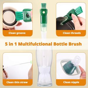 5-in-1 5 Pack Water Bottle Cleaner Brush <b>Set</b> 15'' Long Handle 3 Straw Removable Nipple Detail Brush for <b>Tea</b> <b>Pots</b> Kettles - Product Image 6