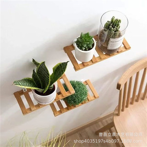Wall Mounted Wooden <b>Shelf</b> Rectangle Durable Storage <b>Rack</b> For Home Office Bathroom Plant Display - Product Image 2