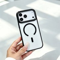 JOYPORODO B390 Coque transparente antichoc avec support d'objectif d'appareil photo pour iPhone 16 17 18 Pro Max 2300GS Étui magnétique pour téléphone portable