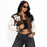 Fabricant de vestes bomber streetwear pour femmes, style varsity court, avec patchs en chenille brodés, OEM ODM