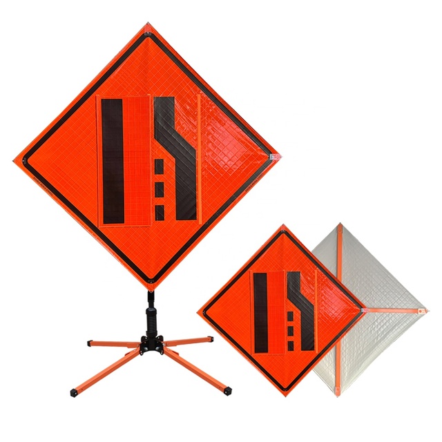 DINGFEI 36/48 Inch Reflective Changeable Message Right Lane Close Ahead Roll up Traffic Sign