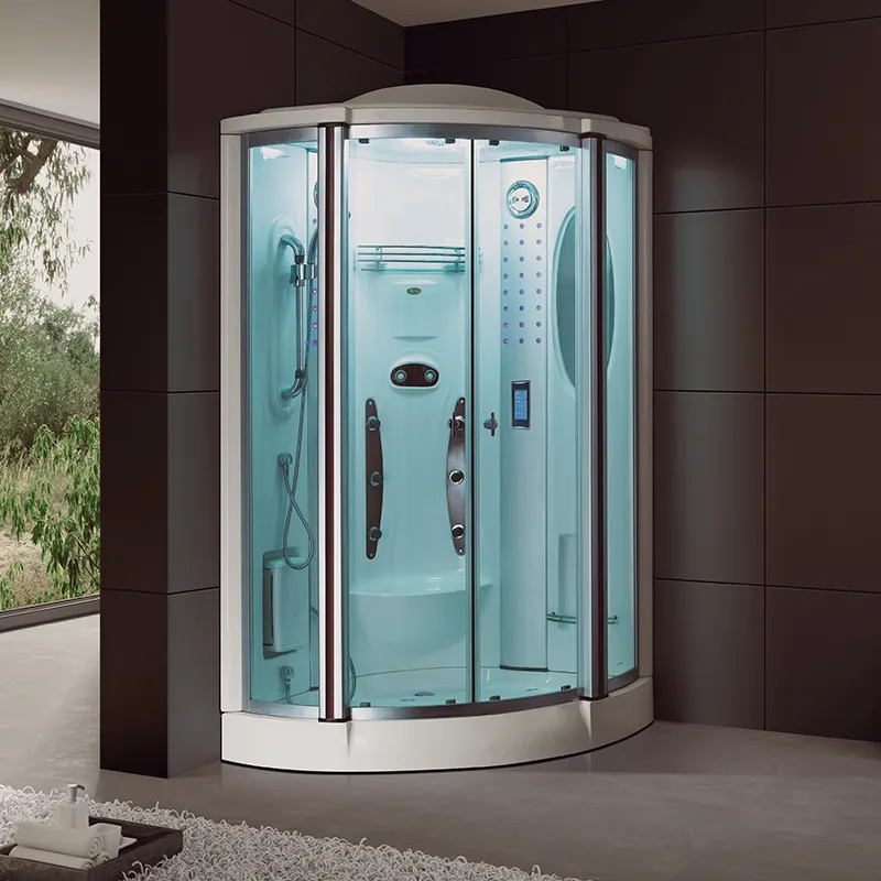 Steam shower room with tempered glass shower door