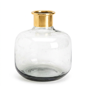 Decantador de Vidrio Decorativo con Tapa Dorada, Botella Decorativa Moderna para el Hogar, Bar, Mesa de Comedor y Decoración Interior - Product Image 1