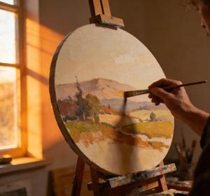 Transon Textile <strong>Round</strong> Cotton-Linen Blend Stretched <strong>Canvas</strong> with Fine Texture for Oil/Acrylic/Watercolor Painting - Product Image 5