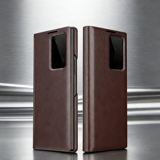 Custom Luxury PU Leather Wallet Flip Phone Case with Card Slot & Smart Window Cover for Z Fold 7/6/5/4/3