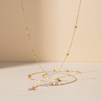 Collier tendance en chaîne à maillons perlés plaqué or 18 carats avec pendentif cœur pour femme, idéal pour un cadeau