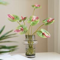 Décoration Végétale d'Intérieur : Plante en Pot, Anthurium Rouge à Tige Unique, Matériel d'Arrangement et Accessoire Réaliste Imprimé en 3D