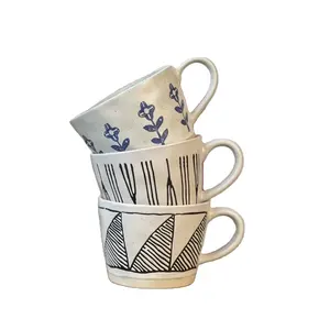 Nordic Style Christmas Classic Pattern Tea Mug Matte Glaze 350ml 12oz Elegant Coffee Mug Ceramic For Gift