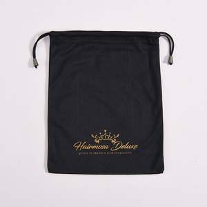 Pochette de rangement en satin de soie blanc personnalisée avec cordon de serrage pour extensions de cheveux humains et perruques, pour un usage cadeau, avec logo de marque - Product Image 4