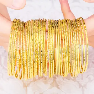 Penjualan laris gelang lingkaran tipis gelang Vietnam pasir emas Boho kuningan gelang perhiasan pengantin