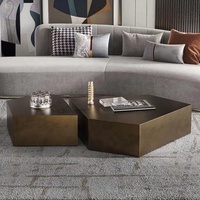 Table basse de luxe MOVVON en acier inoxydable pour salon moderne et mobilier de maison