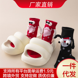 ถุงเท้าลายการ์ตูนคริสต์มาสน่ารักสำหรับผู้หญิง ถุงเท้ายาวครึ่งน่อง สีแดงและสีดำ ลายซานต้า ถุงเท้าสำหรับฤดูหนาว - Product Image 5