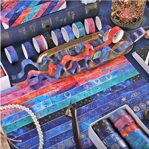 Starry <span class=keywords><strong>Sky</strong></span> Series Hot Stamping Washi Băng Giấy Washi Băng Đặt Tay Tài Khoản Dán DIY Trang Trí Dán 12 Cuộn - Product Image 2