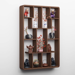 Estante de exhibición de madera maciza para montar en la pared, forma irregular, estante de almacenamiento con múltiples compartimentos para sala de estar, juego de té, adornos - Product Image 2