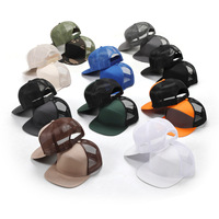 Casquette Trucker 7 Panneaux à Visière Plate, Dos en Maille Respirant, Snapback, Logo Personnalisé, Vierge, Unisexe, Réglable, Structurée, pour l'Été, Vente en Gros