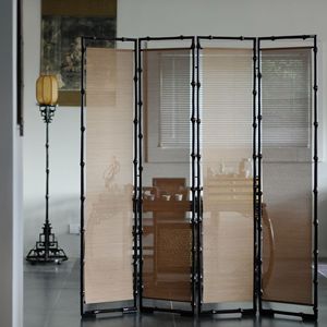 Bamboo Thread Screen Folding <b>Room</b> <b>Divider</b> 1.8m Semi Transparent For Tea <b>Rooms</b> Chinese Style Partition - Product Image 1