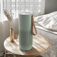 Penyaring Udara Pribadi Tipe HEPA dengan Filter Aktif Bon |   USB Rechargeable Kipas Kecil 3 Kecepatan dengan Aromaterapi Sage Green untuk
