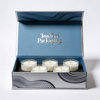 Boîte magnétique personnalisée et boîte cadeau bleue pour huile aromathérapeutique avec revêtement en papier résistant à l'huile