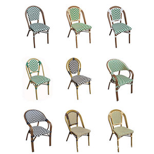 Restaurant Salle à manger Meubles empilables Bistro français Chaises extérieur Jardin Patio Osier Rotin Chaise d'extérieur - Product Image 6